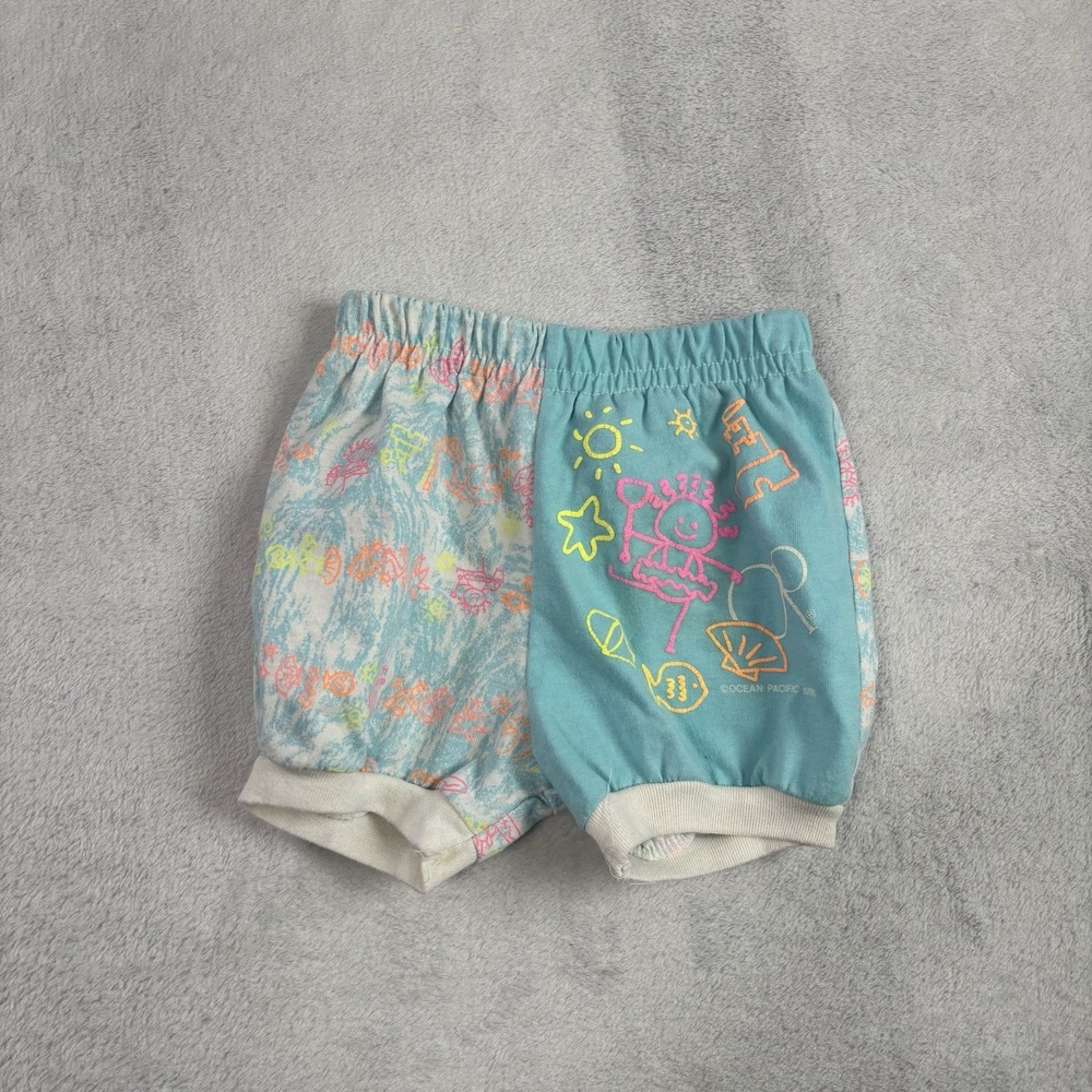 VTG 1990 OP Ocean Pacific Shorts Toddlers Baby Colorful Size 2T Elastic Waist